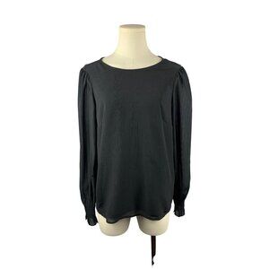 J.Crew Womens Black Long Sleeve Blouse XS Polyester & Recycled Polyester